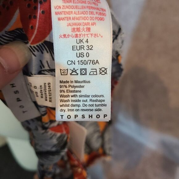 Top Shop Floral Print Bandeau Hankerchief Top - Picture 4 of 5